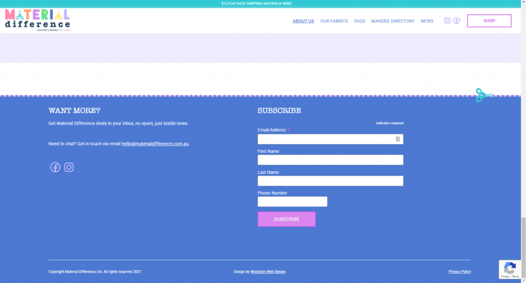 Custom footer with contact form